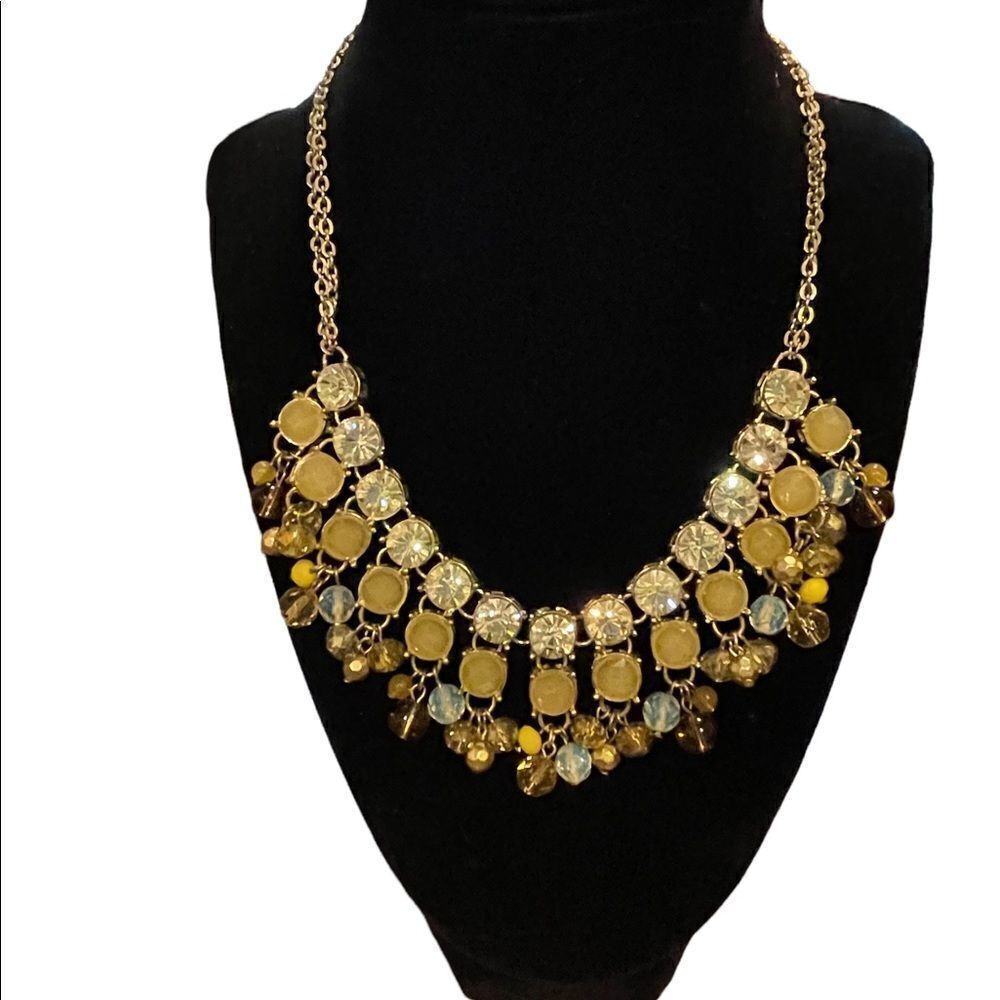Loft silver tone rhinestone bib necklace